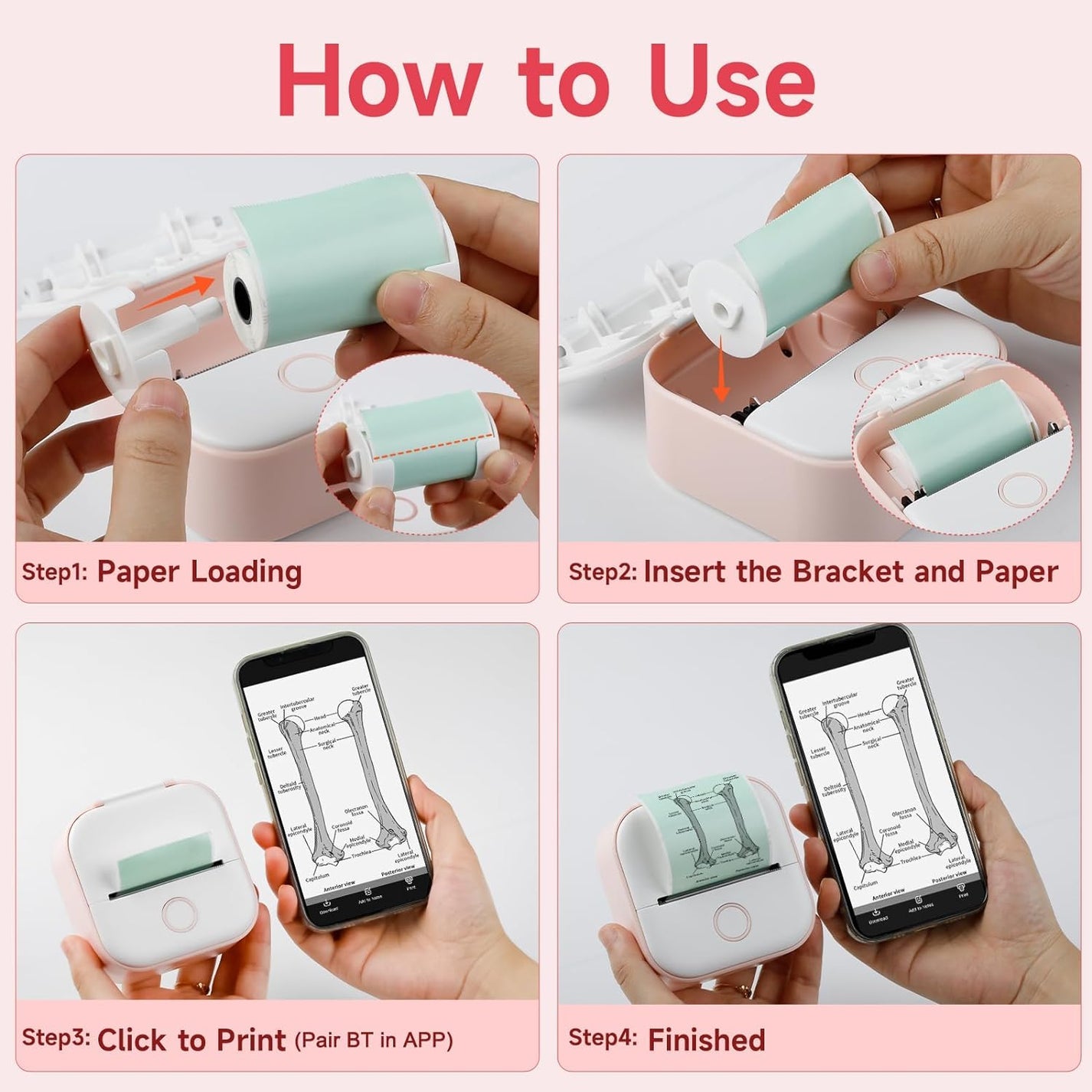 Portable Mini Thermal Label Printer & 10 Rools Of Pages 50% OFF FOR TODAY ONLY